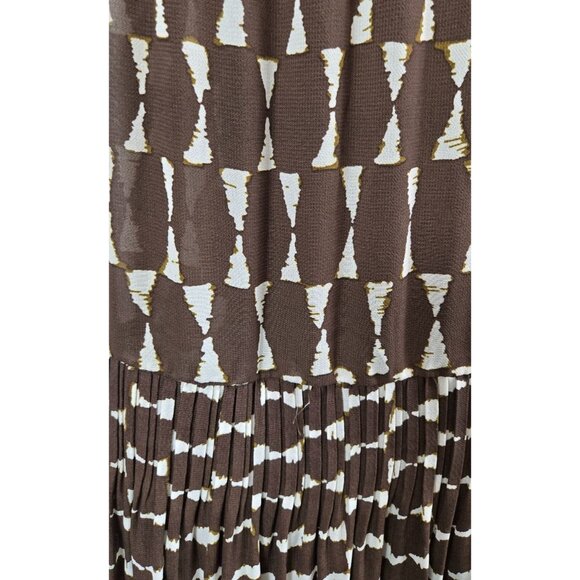 Jumper Dress Brown White Maxi 8/20 Avenue Geometric Tribal Print African Party - Picture 14 of 15